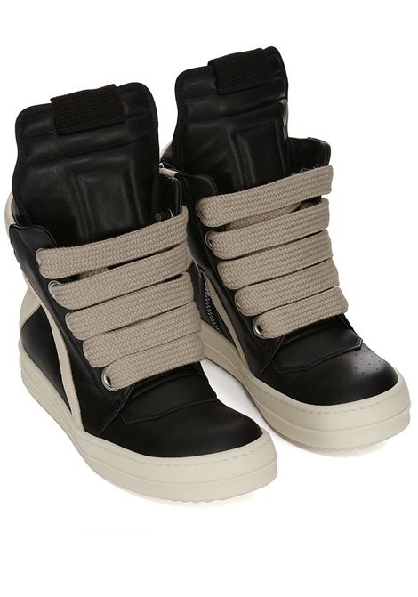 sneakers jumbolace geobasket uomo nere e latte RICK OWENS | RU02E1898 LCOW2911